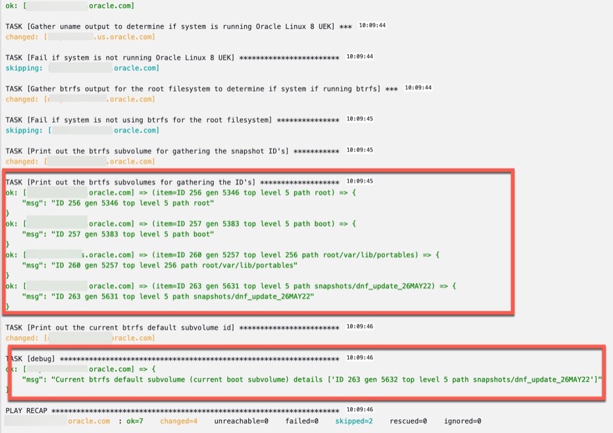 Description of Btrfs subvolume, snapshot and boot id report follows