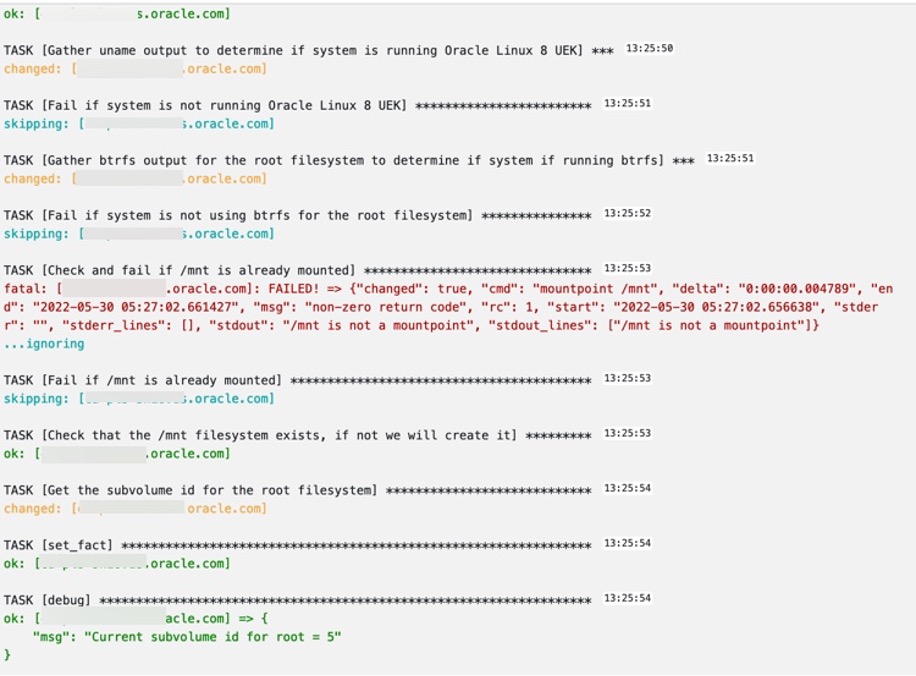 Description of example output of renaming a Btrfs snapshot (1 of 2) follows