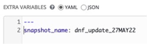 Description of example extra variables for the snapshot_name variable follows