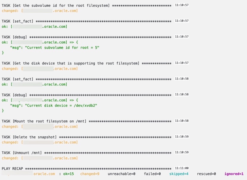 Description of example output of deleting a Btrfs snapshot (2 of 2) follows