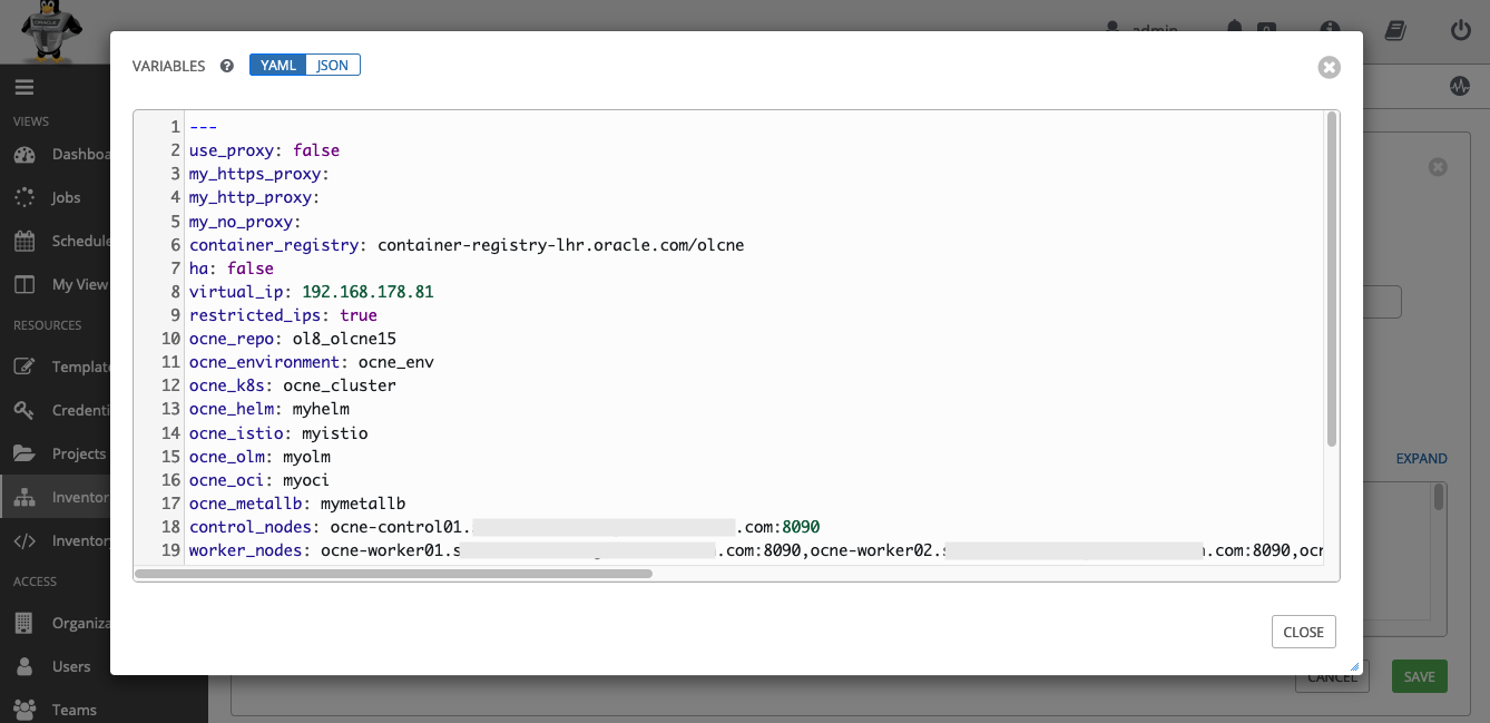 Expand the Variables section and add key-value pairs